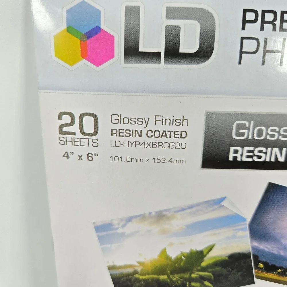 LD Premium Inkjet Photo Paper‎ 4x6 Glossy Resin Coated 20 Sheets LD-HYP4X6RCG20
